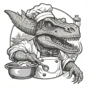 dinosaur chef tattoo design idea