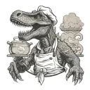 dinosaur chef tattoo design idea