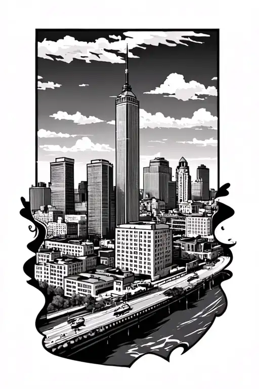 Pittsburgh skyline made tattoo design idea