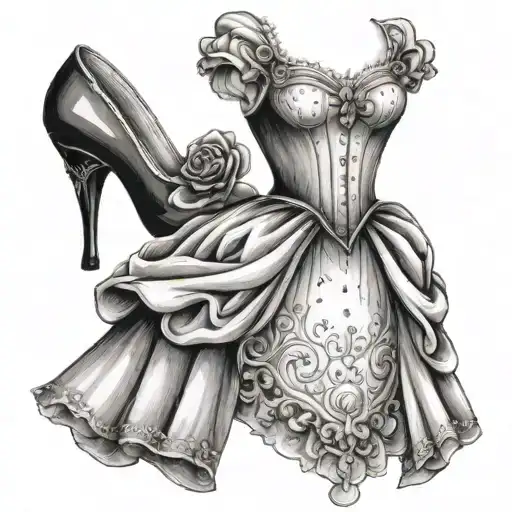 cinderella dress tattoo design idea