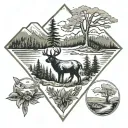 Appalachian Mountains River Forest Wildlife tattoo design idea