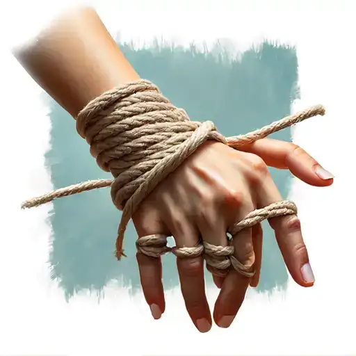 female hands and wrists wrapped in Shibari rope tattoo design idea