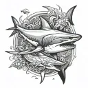 shark and killer whale tattoo design idea