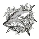 shark and killer whale tattoo design idea