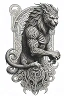minatuar roaring and standing in front of a labyrinth and make it gothic looking  tattoo design idea