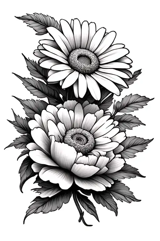 daisy and peony flower for brother sister tattoo design tattoo design idea