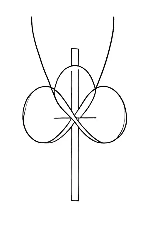 sideways infinite loop rope with a cross in the middle  tattoo design idea