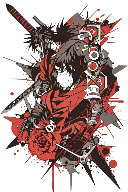 SASUKE RINIGAN ON KUNAI tattoo design idea