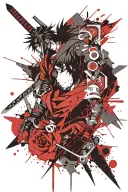 SASUKE RINIGAN ON KUNAI tattoo design idea