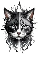 Electric discharge with a half -feline eye tattoo design idea