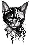 Electric discharge with a half -feline eye tattoo design idea