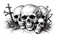 skulls and graveyard scene tattoo design idea