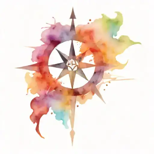 compass rose, hearts and points   tattoo design idea