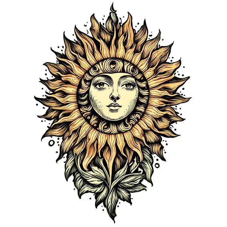 sun shining brightly tattoo design idea