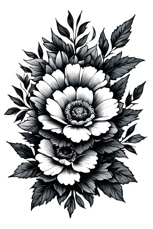flower tattoo with the names madi jake izzie tattoo design idea