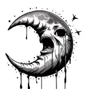 half moon crying tattoo design idea
