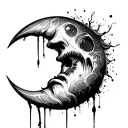 half moon crying tattoo design idea