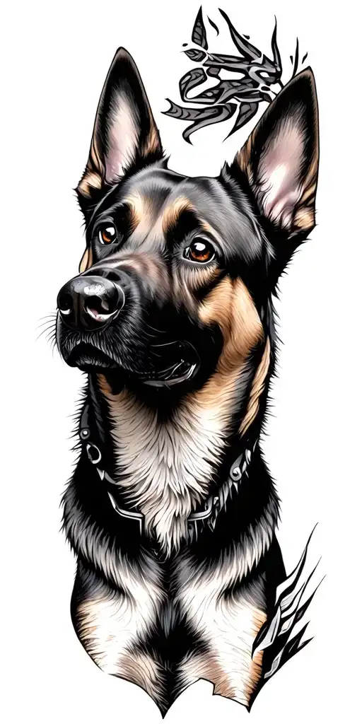 biomechanical Belgian malinois tattoo design idea