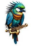 The Resplendent Quetzal and king of the sax bird  tattoo design idea
