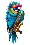 The Resplendent Quetzal and king of the sax bird  tattoo design idea