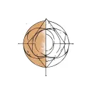 fine line geometric sketch style stipple linework moon tattoo design idea
