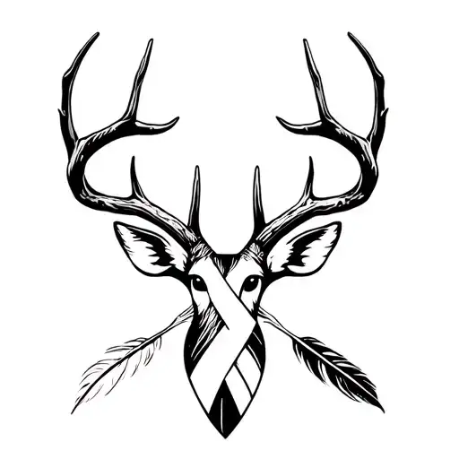Deer Antlers , turkey feather and cancer ribbon  tattoo design idea