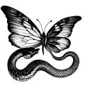 half snake half butterfly minimalist tattoo tattoo design idea