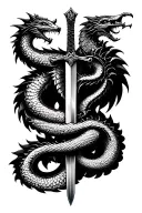 sword of gryffindor with basilisk intertwining tattoo design idea