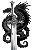 sword of gryffindor with basilisk intertwining tattoo design idea