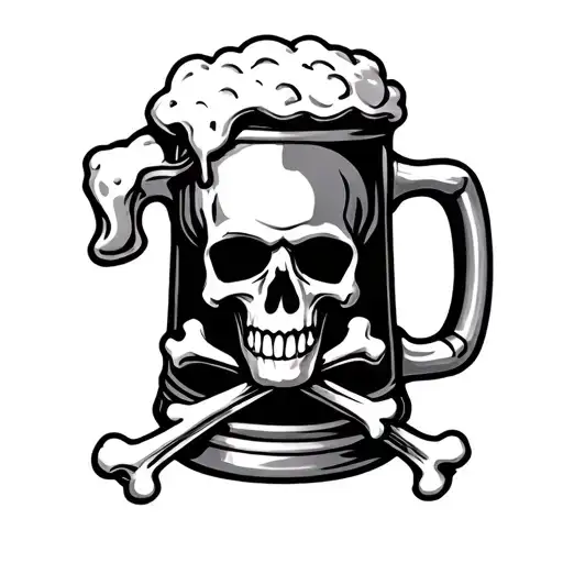 beer mug with crossbones tattoo design idea