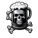 beer mug with crossbones tattoo design idea