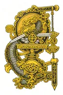 sword on weighing scale showing balance tattoo design idea