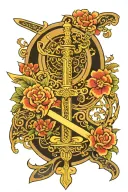 sword on weighing scale showing balance tattoo design idea