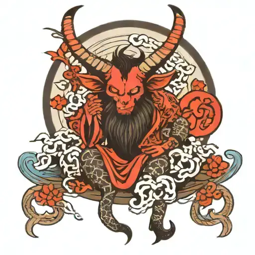Baphomet sitting tattoo design idea