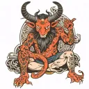 Baphomet sitting tattoo design idea