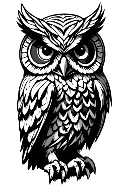 owl made of stone tattoo design idea
