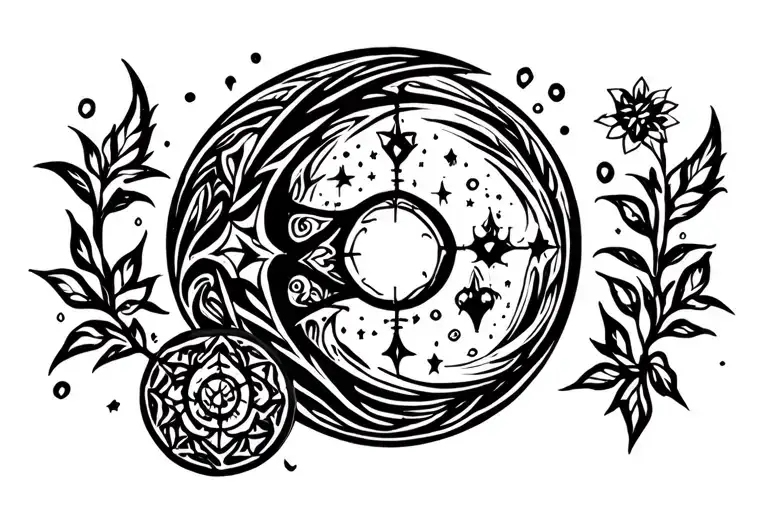 Spell Bottle Witchy Moon Tarot tattoo design idea