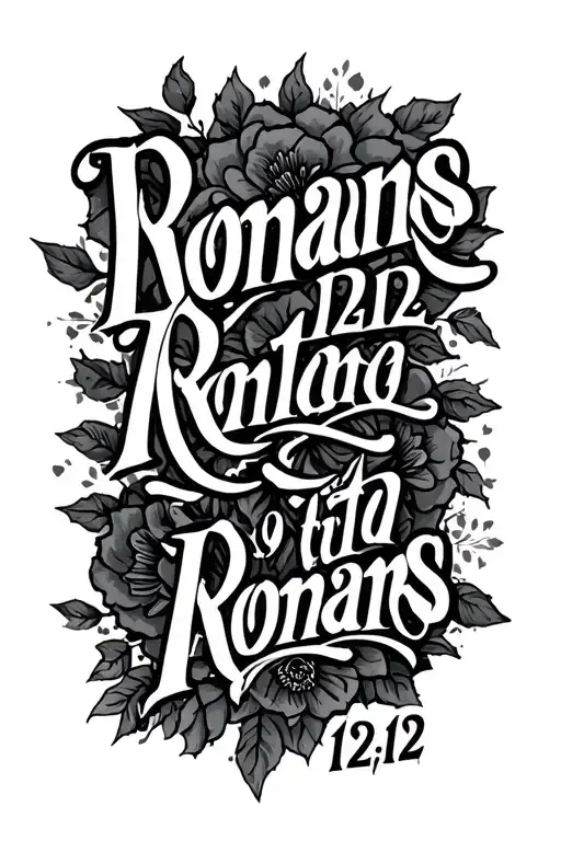 "Romans 12:12" script font tattoo design idea