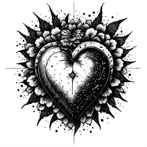 Divine Heart Front View tattoo design idea
