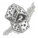 a dice show number 2 tattoo design idea