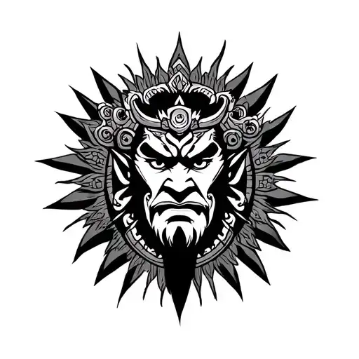 middle is Filipino sun and star left side is Filipino warrior head, right side is the barong monster head tattoo design idea