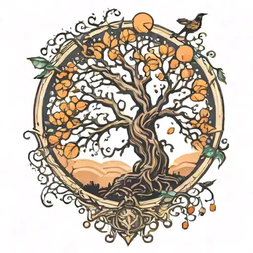 Witchy Gaia Tree tattoo design idea