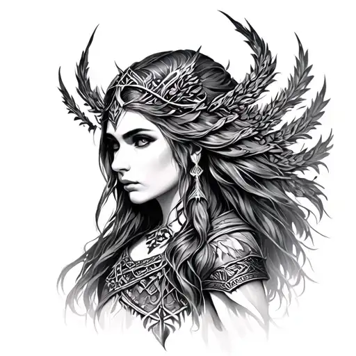 Freya Nordic goddess tattoo design idea