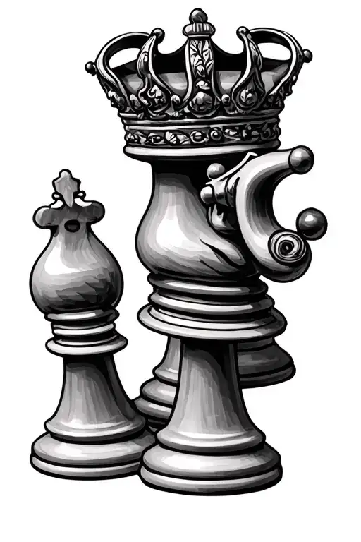 king and queen chess pieces tattoo design idea