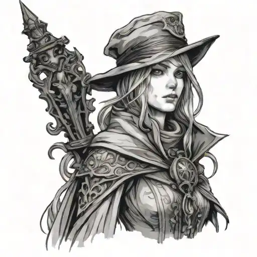 Malenia from Elden Ring as a Bloodborne character tattoo design idea