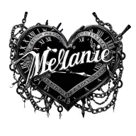 "Mélanie" clock heart chains tattoo design idea