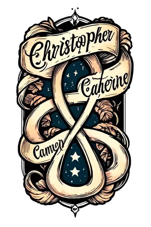 "Christopher Catherine Cameron " infinity symbol tattoo design idea