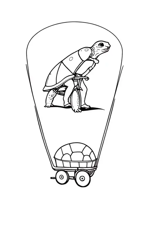 cycling turtle and sitting cart tattoo design idea