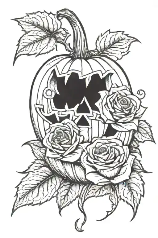 jack-o'-lantern on a rose  tattoo design idea