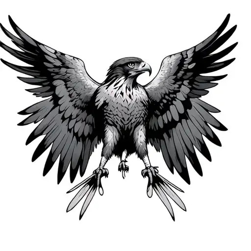 hawk with wings spread tattoo design idea